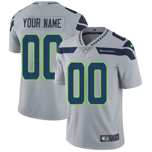 Nike Seattle Sehawks Gray Men Customized Vapor Untouchable Player Limited Jersey->customized nfl jersey->Custom Jersey